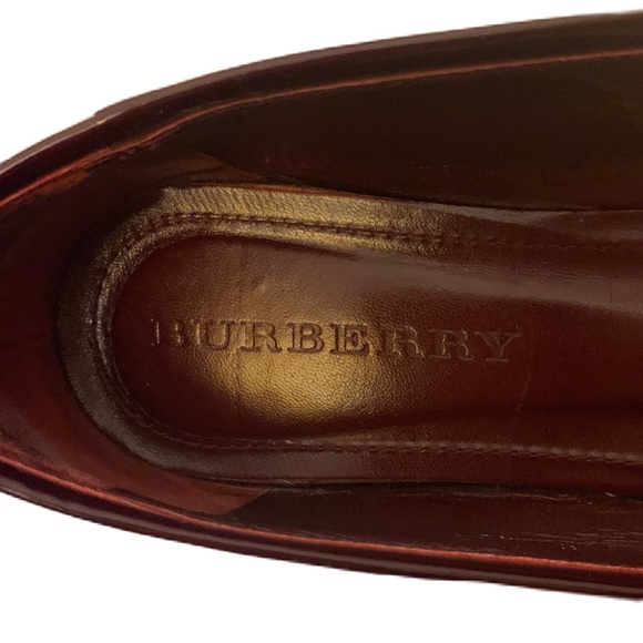 Authentic BURBERRY Beige Nova Check Canvas Patent Leather Shoes Size 38.5 - Picture 5 of 10